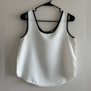 Vintage acetate silk white tank top with black trim size M Minimalist Capsule